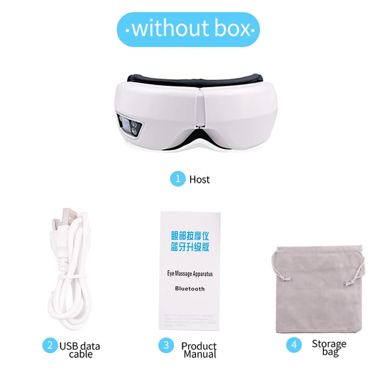 6D Smart Vibration Eye Massager Hot Airbag Compress Eye Care Instrument Bluetooth Music Eye Massage Sleep Mask Eye Relax Fatigue