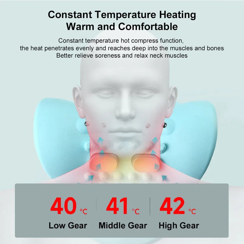 Electric Neck Stretcher EMS Pulse Cervical Traction Relax Heating Cervical Chiropractic Traction Pillow Warm Vibration Massage