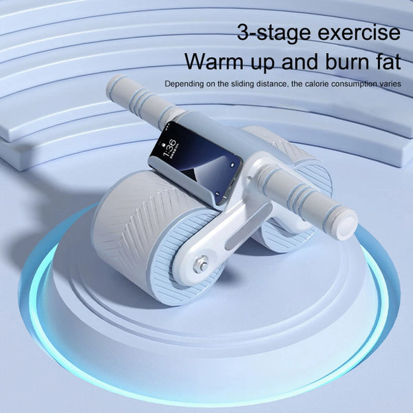 Abdominal Wheel Exerciser Dual Wheel Design Abdominal Fitness Wheel Automatic Rebound Anti-Slip for Bodybuilding Training