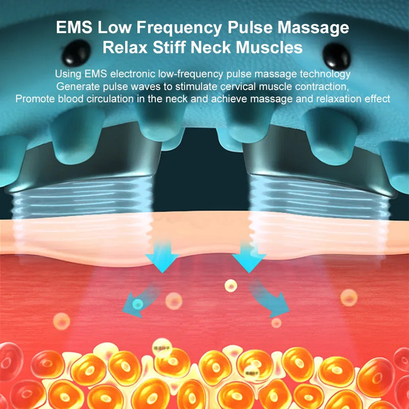Electric Neck Stretcher EMS Pulse Cervical Traction Relax Heating Cervical Chiropractic Traction Pillow Warm Vibration Massage