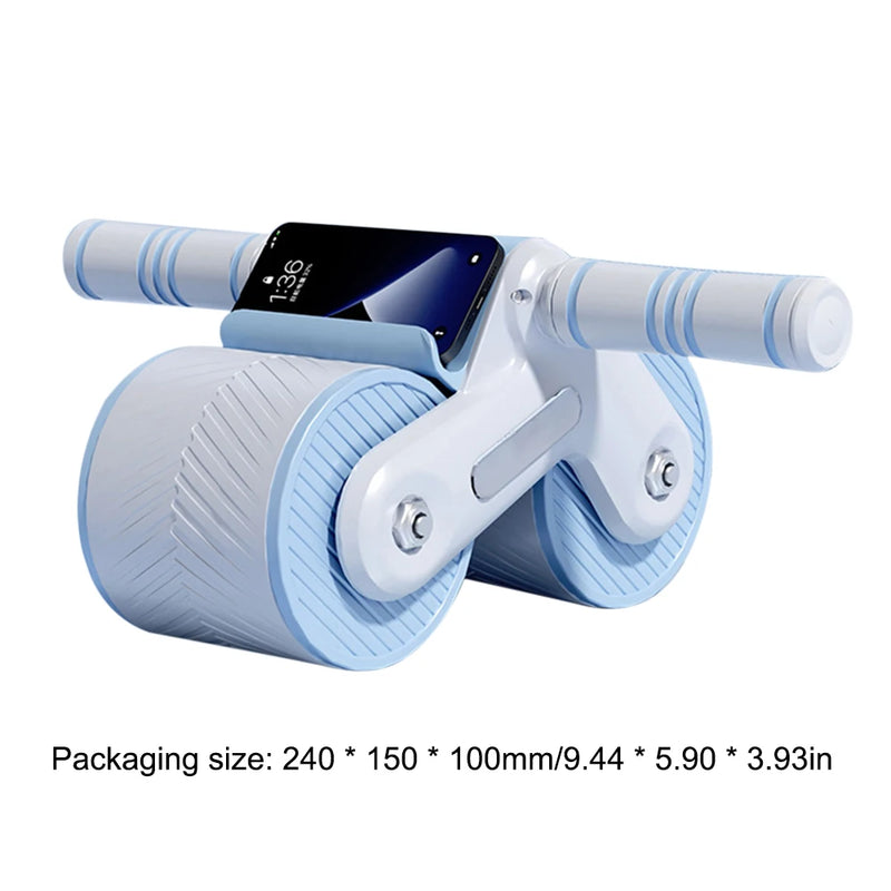 Abdominal Wheel Exerciser Dual Wheel Design Abdominal Fitness Wheel Automatic Rebound Anti-Slip for Bodybuilding Training