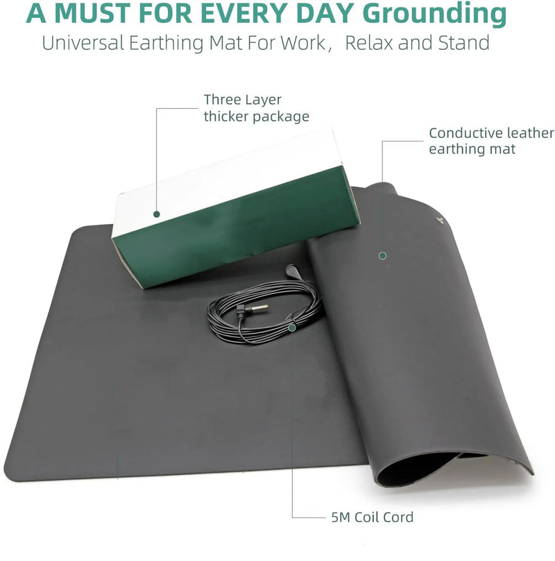 Grounding Mat Earth Foot 16ft Connection Cord Indoor Use Suitable for Desk Connects to Reduces Fatigue and Stress Improves Sleep